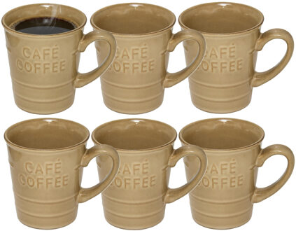 Koffiemok - 12x - beige - keramiek - 200 ml - beker - mokken