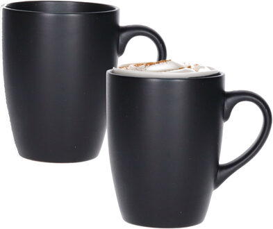 Koffiemok - 2x - zwart - 340 ml?- thee beker - mokken - keramiek