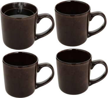 Koffiemok - 4x - bruin - keramiek - 420 ml - beker