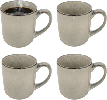 Koffiemok - 4x - lichtgroen - keramiek - 420 ml - beker