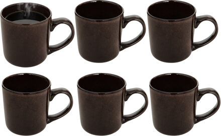 Koffiemok - 6x - bruin - keramiek - 420 ml - beker