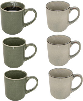 Koffiemok - 6x - groen - keramiek - 420 ml - beker