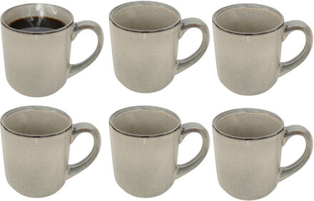Koffiemok - 6x - lichtgroen - keramiek - 420 ml - beker