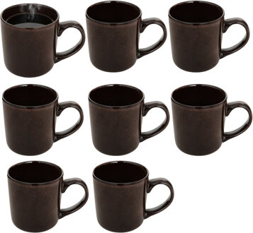 Koffiemok - 8x - bruin - keramiek - 420 ml - beker