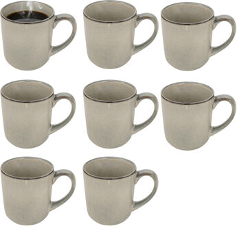 Koffiemok - 8x - lichtgroen - keramiek - 420 ml - beker