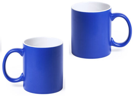 Koffiemok en Drinkbeker Allegra - 12x - blauw/wit - 350 ml - Keramiek - Mokken