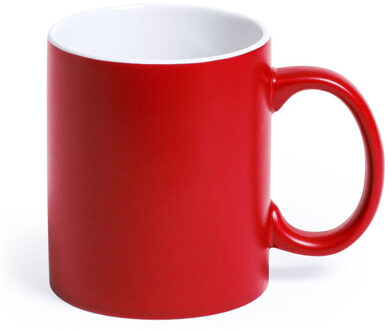 Koffiemok en Drinkbeker Allegra - 12x - rood/wit - 350 ml - Keramiek - Mokken