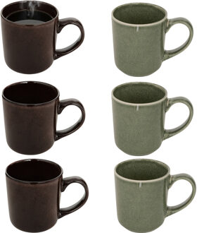 Koffiemok - groen/bruin - keramiek - 420 ml - beker