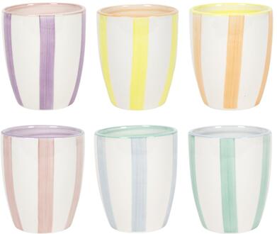 Koffiemok pastel stripes doos a 6 180ml verschillende