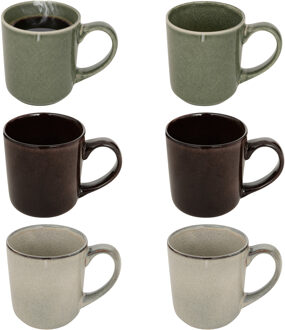 Koffiemok - set van 6 - keramiek - 420 ml - beker