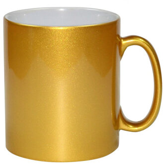 Koffiemok / thee beker - 330 ml - Goud - Cadeau mokken - keramiek