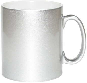 Koffiemok / thee beker - 6x - 330 ml - Zilver - Cadeau mokken - keramiek