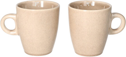 Koffiemok / theemok Faye - set 2x - beige - 220 ml - mokken - keramiek
