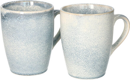 Koffiemok / theemok Faye - set 2x - lichtblauw - 340 ml - mokken - keramiek