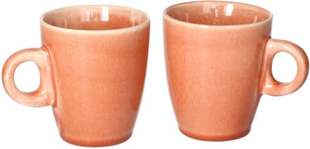 Koffiemok / theemok Faye - set 2x - terra - 220 ml - mokken - keramiek