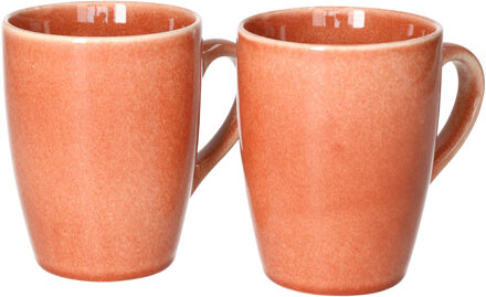 Koffiemok / theemok Faye - set 2x - terra - 340 ml - mokken - keramiek