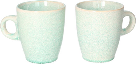 Koffiemok / theemok Faye - set 2x - turquoise - 220 ml - mokken - keramiek