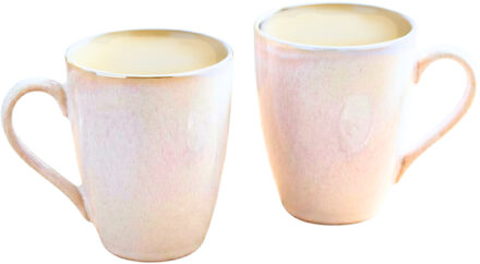 Koffiemok / theemok Faye - set 2x - wit - 220 ml - mokken - keramiek