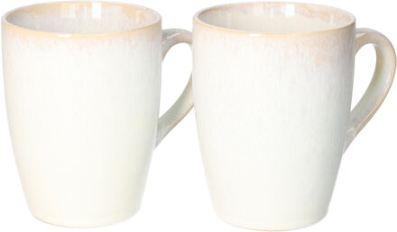 Koffiemok / theemok Faye - set 2x - wit - 340 ml - mokken - keramiek