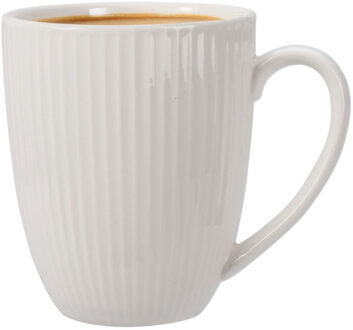 Koffiemok / theemok Line - 4x - wit - 370 ml - mokken - porselein