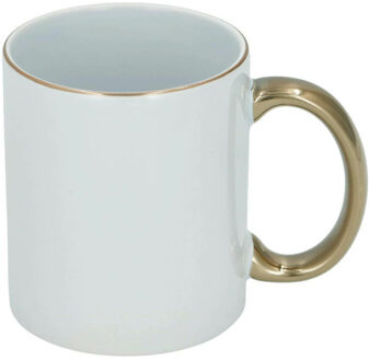 Koffiemok - wit/goud - keramiek - 300 ml - Bekers