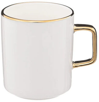 Koffiemokken Athena - 1x stuks - Keramiek - wit/goud - 350 ml - 8 x 9 cm