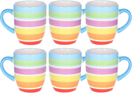 Koffiemokken Curacao - 10x stuks - Keramiek - multi kleuren - 300 ml - 8 x 11 cm - blauw
