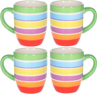 Koffiemokken Curacao - 10x stuks - Keramiek - multi kleuren - 300 ml - 8 x 11 cm - groen