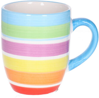 Koffiemokken Curacao - 1x stuks - Keramiek - multi kleuren - 300 ml - 8 x 11 cm - blauw