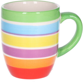 Koffiemokken Curacao - 1x stuks - Keramiek - multi kleuren - 300 ml - 8 x 11 cm - groen