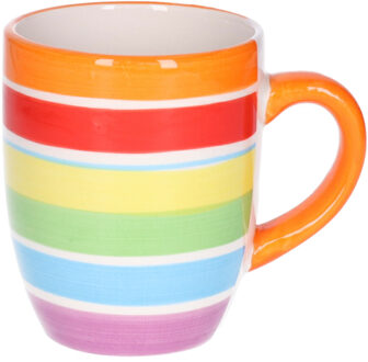 Koffiemokken Curacao - 1x stuks - Keramiek - multi kleuren - 300 ml - 8 x 11 cm - oranje