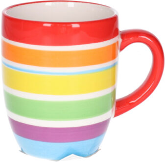 Koffiemokken Curacao - 1x stuks - Keramiek - multi kleuren - 300 ml - 8 x 11 cm - rood