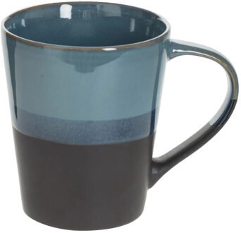 Koffiemokken Lagune - 1x stuks - Keramiek - blauw/grijs - 360 ml - 9 x 10 cm