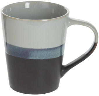 Koffiemokken Lagune - 1x stuks - Keramiek - grijs/blauw - 360 ml - 9 x 10 cm