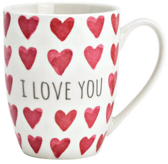 Koffiemokken MR Lover Lover - 1x stuks - Keramiek - wit/rood - 300 ml - 8 x 11 cm