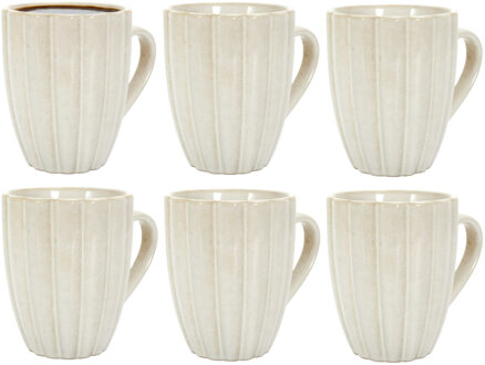 Koffiemokken Venice - 10x stuks - Keramiek - creme wit - 300 ml - 8 x 11 cm