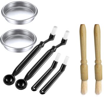 Koffiezetapparaat Borstel Met Lepel & 58Mm Rvs Backflush Insert Metalen Blind Filter & Hout Koffie Reinigingsborstel