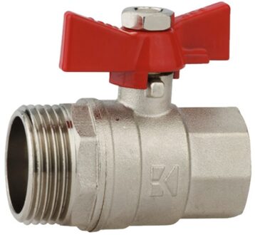 Kogelkraan, vernikkeld, 3/4"ER x 1"ET, met vlindergreep - 988597555