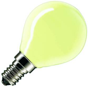 Kogellamp geel 25W kleine fitting E14