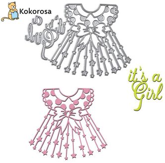 Kokorosa Het Een Meisje Woorden Sterft Baby Jurk Metalen Stansmessen Voor Scrapbooking Kaart Maken Decoratieve Ambachten stencil