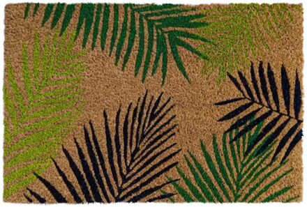 Kokosmat 'Leaf' met bladmotief - 50x80 cm Groen