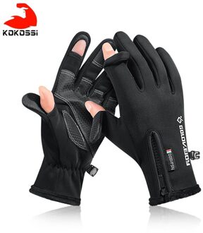 Kokossi 1 Paar Winter Antislip Touch Outdoor Vissen Handschoenen 2 Cut Vinger Sport Handschoenen Mannen Handschoenen Thermische warm Xl