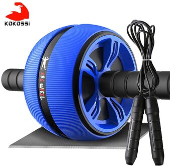 Kokossi Abs Abdominale Roller Oefening Wiel Fitness Apparatuur Mute Roller Voor Armen Terug Buik Core Trainer Body Vorm Training blauw met rope