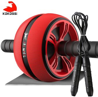 Kokossi Abs Abdominale Roller Oefening Wiel Fitness Apparatuur Mute Roller Voor Armen Terug Buik Core Trainer Body Vorm Training rood met rope