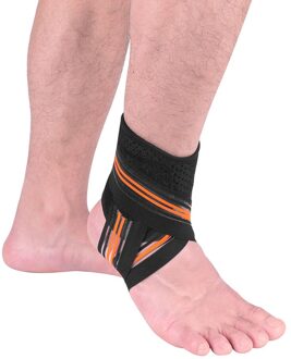 Kokossi Een Stuk Beschermende Voetbal Enkel Ondersteuning Basketbal Enkel Brace Compressie Nylon Band Riem Enkel Protector zwart oranje / een rechtsaf