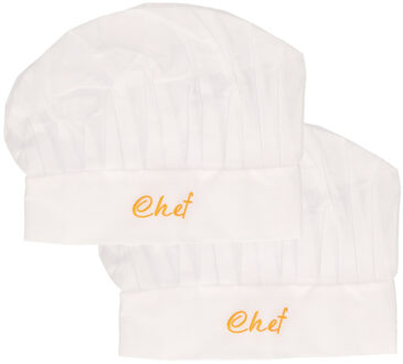 Koksmuts Chef - 2x - wit - papier - volwassenen - B29 x H25 cm