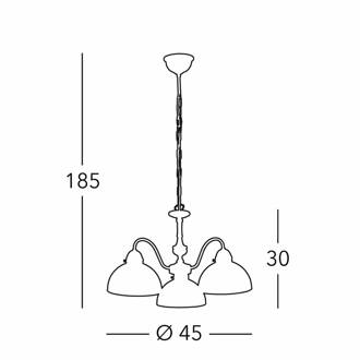 Kolarz hanglamp Nonna, Ø 45 cm, hert groen, 3-lamps. antiek messing, wit, groen