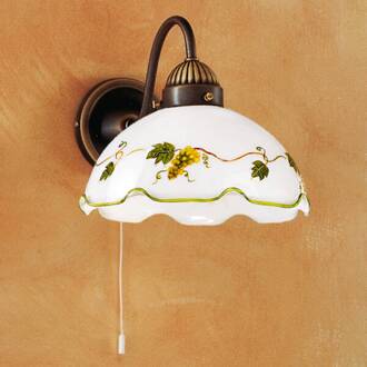 KOLARZ Nonna wandlamp m. druivenmotief wit, groen, geel, oudmessing