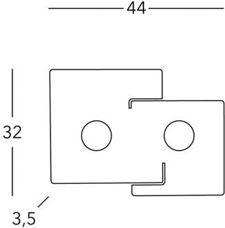 Kolarz Vierkante plafondlamp, koper, lengte 44 cm, metaal