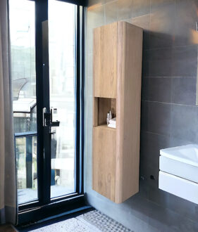 Kolomkast Casajoy Curved 40x30x160 cm Ronde Randen Eiken